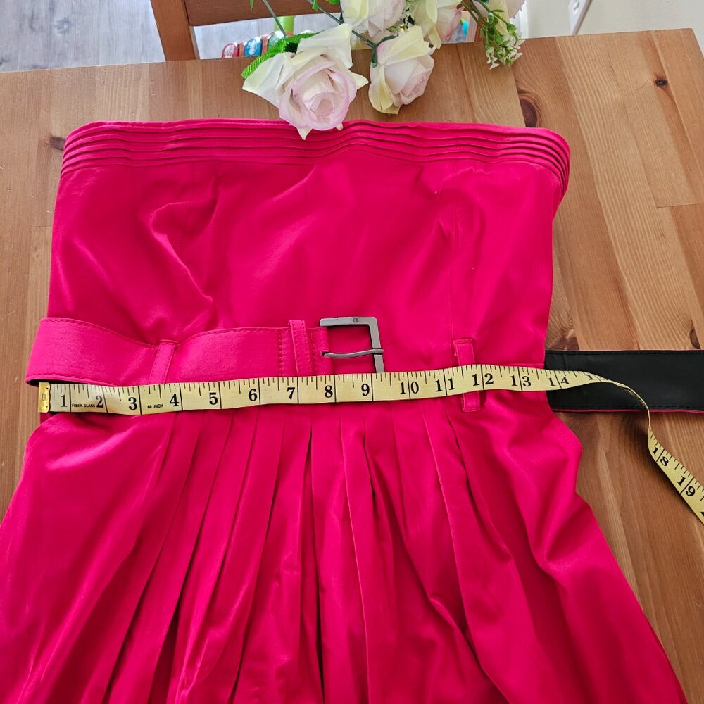 NY&C - Strapless Full Skirt Knee Length Cotton Dress - Pomegranate Red Size 4 - Picture 5 of 11